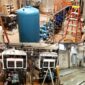 Before and after image showing HVAC services converting a steam boiler to a high-efficiency boiler.